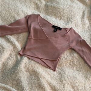 pink cross crop top